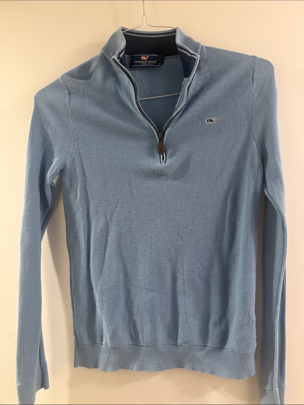 Vineyard Vines Boy’s  Pale Blue Boathouse Quarter-Zip Sweater